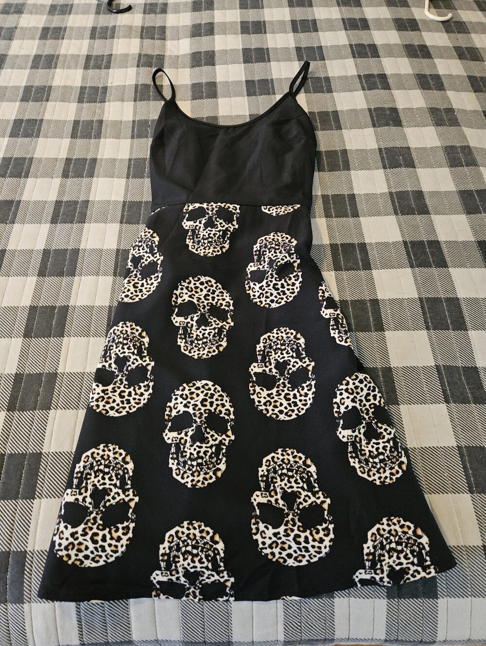 Little Black Dress With Leopard Skull Pattern Size Medium NWOT